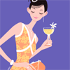 女性イラスト　人物画像　パーティー　ドレスアップ　シャンパン おしゃれ　若い女性　素材