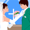 結婚式　新郎新婦　若いカップル　男女　ドレス　人物イラスト画像素材