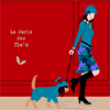 犬と散歩　ペット　若い女性イラストサンプル