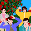 仕事イラストサンプル　リンゴ狩り　女性